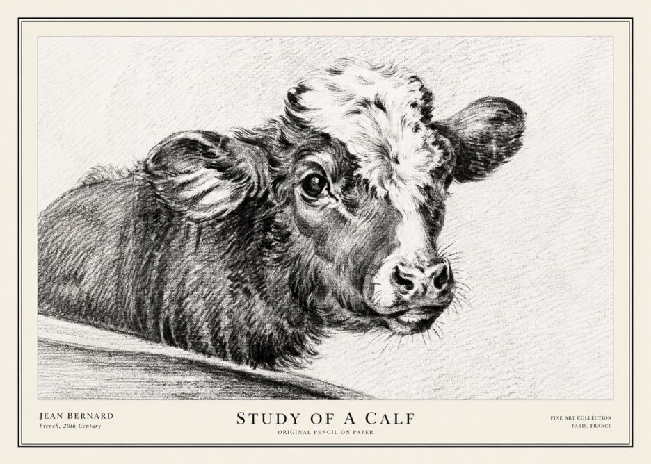 Jean Bernard Study of a Calf II No3 - Póster