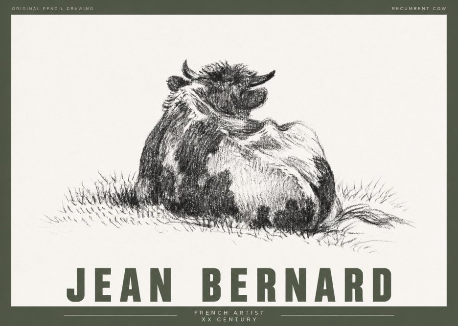 Jean Bernard Resting Highland Cow No4 - Póster