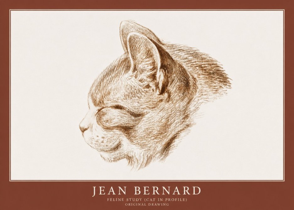 Jean Bernard Cat Study VI No2 - Póster