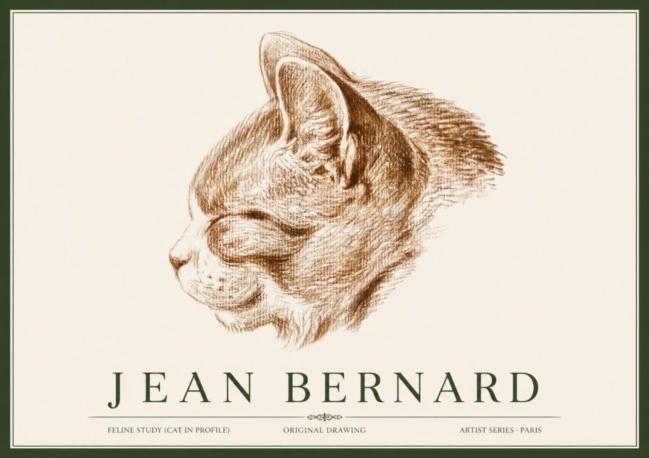 Jean Bernard Cat Study VI No4 - Póster