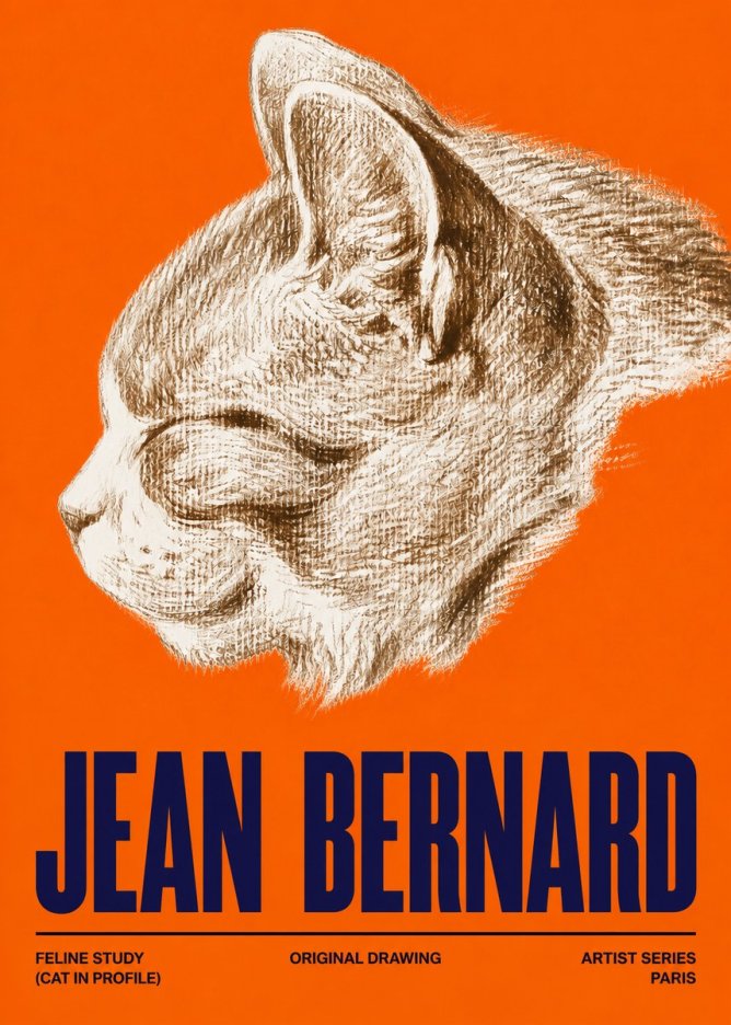 Jean Bernard Cat Study VI No5 - Póster