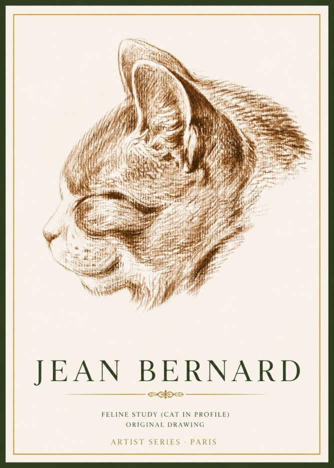 Jean Bernard Cat Study VI No6 - Póster