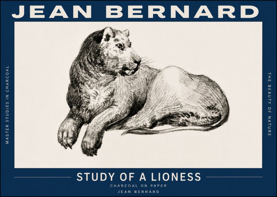 Jean Bernard Lying Lioness No3 - Póster