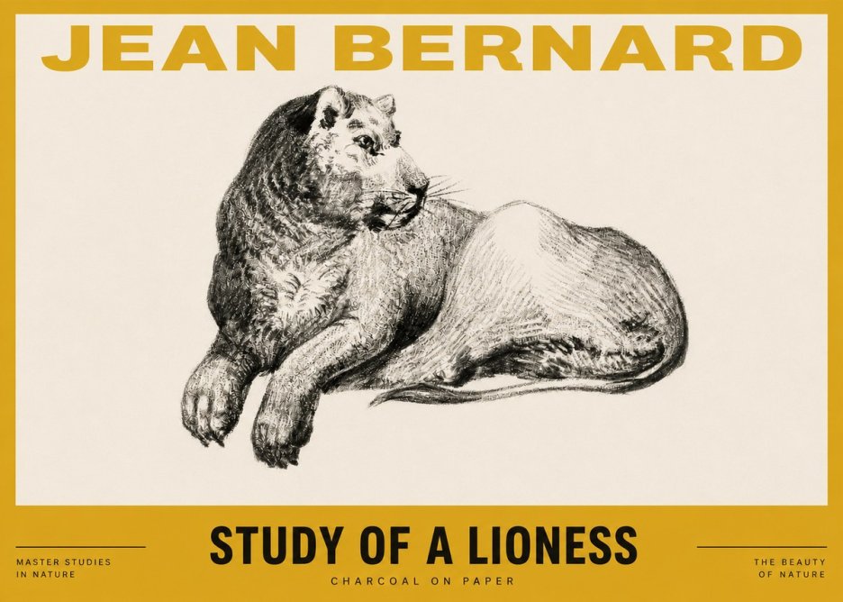 Jean Bernard Lying Lioness No4 - Póster