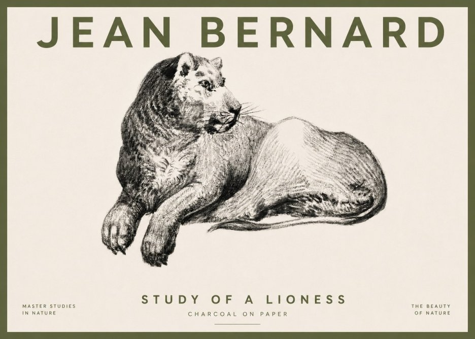 Jean Bernard Lying Lioness No5 - Póster