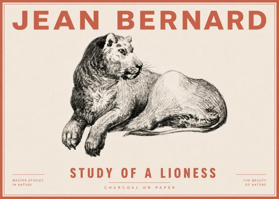 Jean Bernard Lying Lioness No6 - Póster