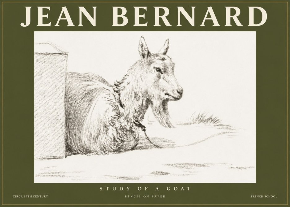 Jean Bernard Study of a Goat IV No3 - Póster