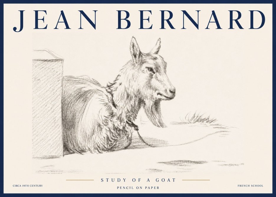 Jean Bernard Study of a Goat IV No5 - Póster