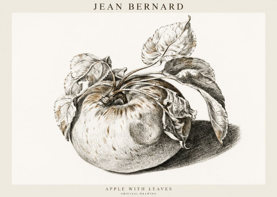 Jean Bernard Apple with Leaves No1 - Póster