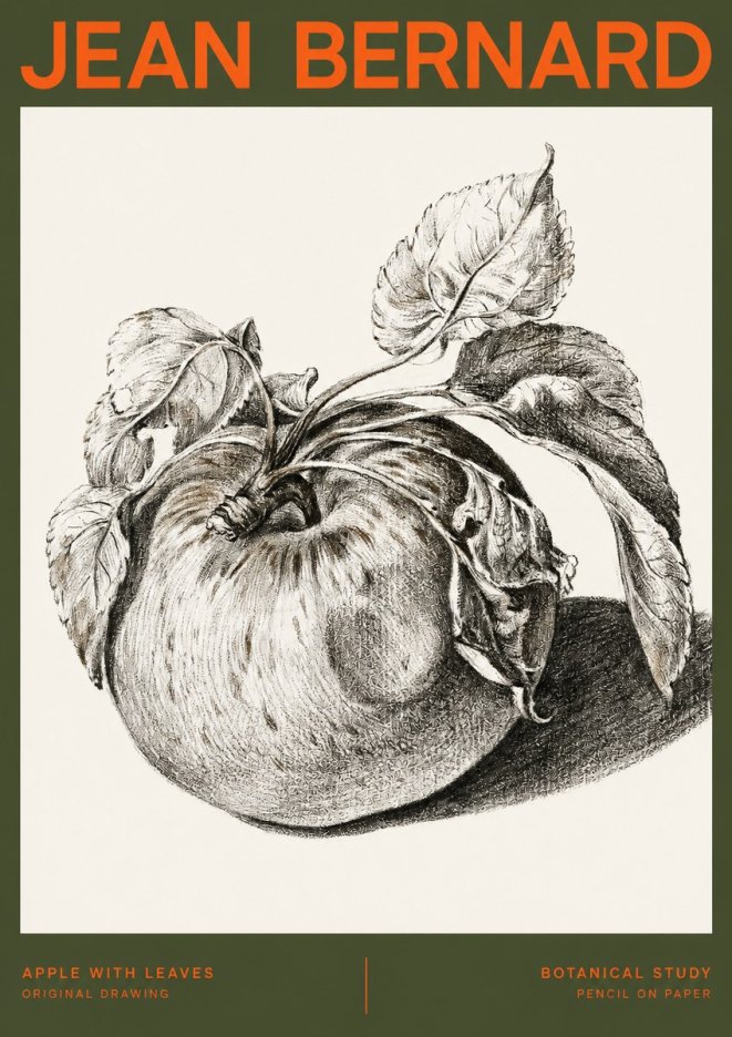 Jean Bernard Apple with Leaves No2 - Póster