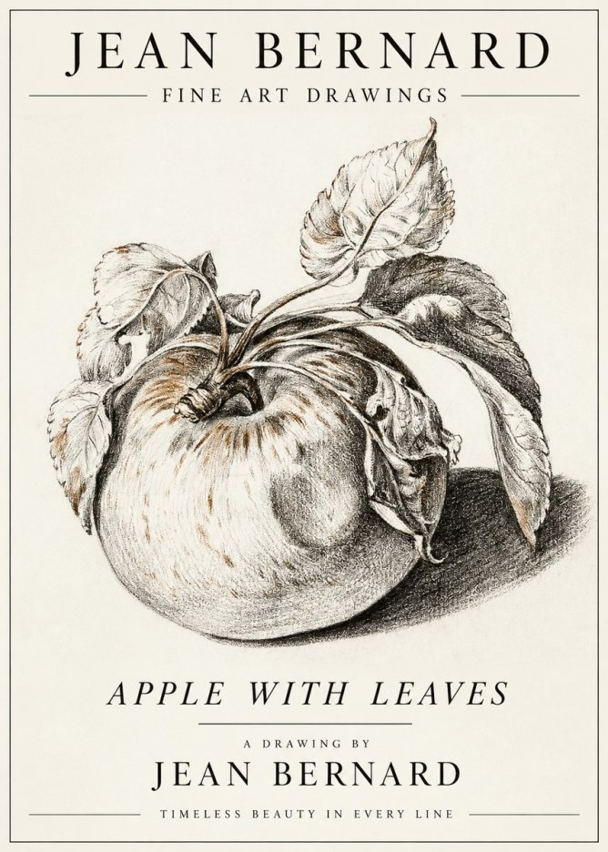 Jean Bernard Apple with Leaves No3 - Póster