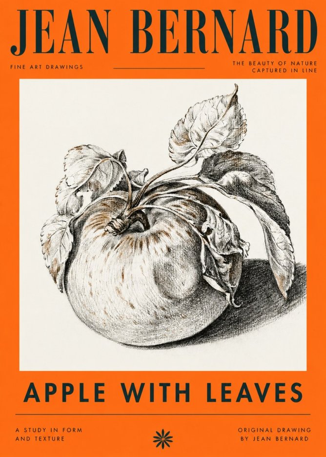 Jean Bernard Apple with Leaves No4 - Póster