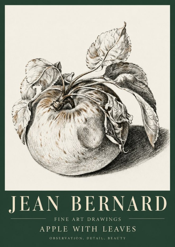 Jean Bernard Apple with Leaves No5 - Póster