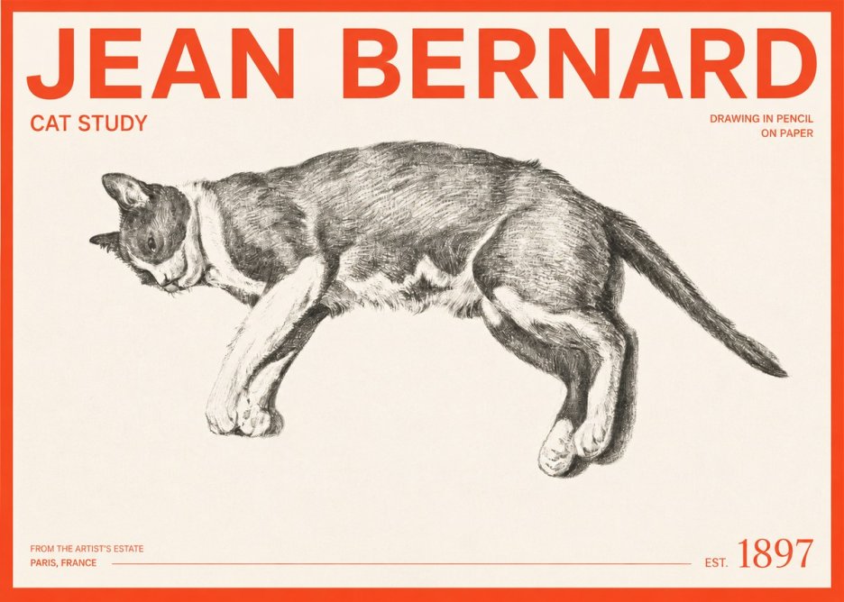 Jean Bernard Cat Study VII No2 - Póster