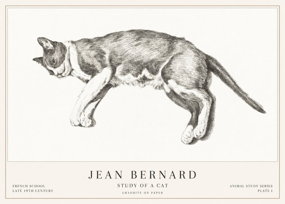 Jean Bernard Cat Study VII No3 - Póster