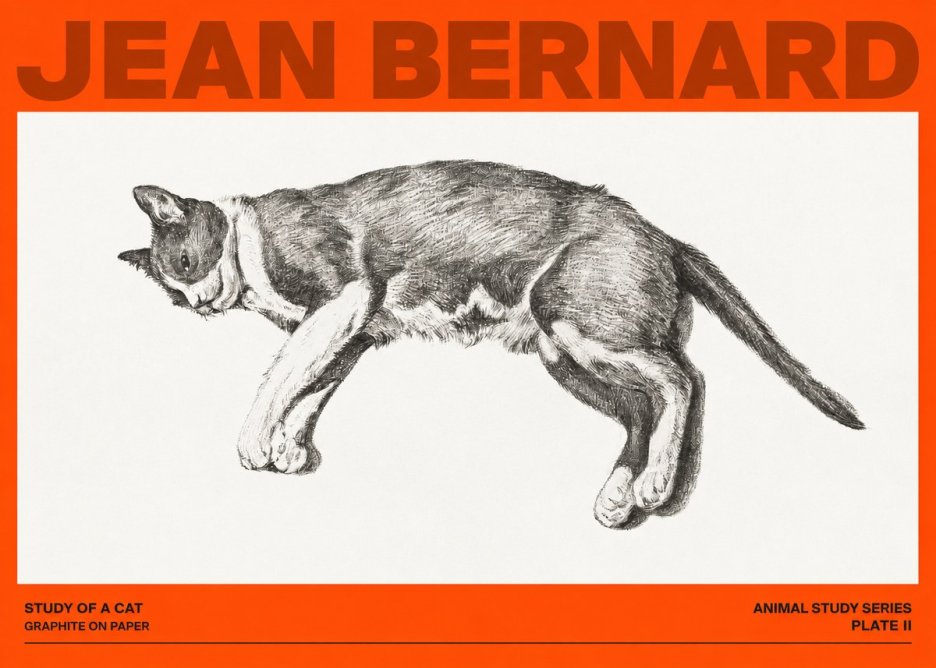 Jean Bernard Cat Study VII No4 - Póster