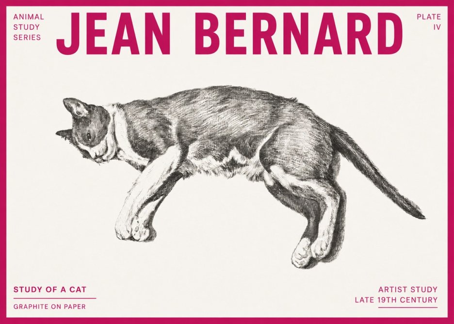 Jean Bernard Cat Study VII No6 - Póster