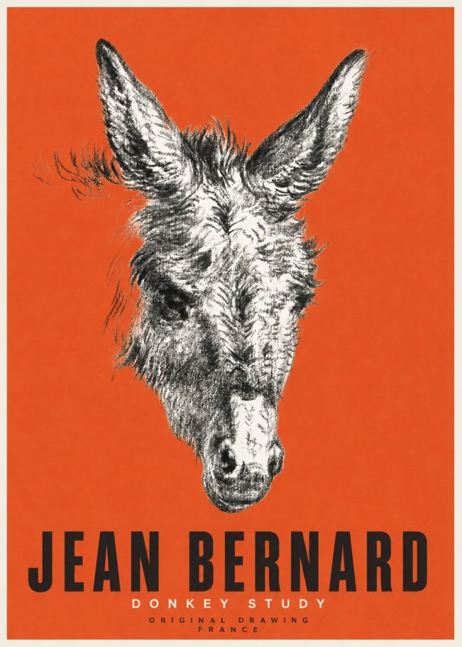 Jean Bernard Donkey Study IV No2 - Póster