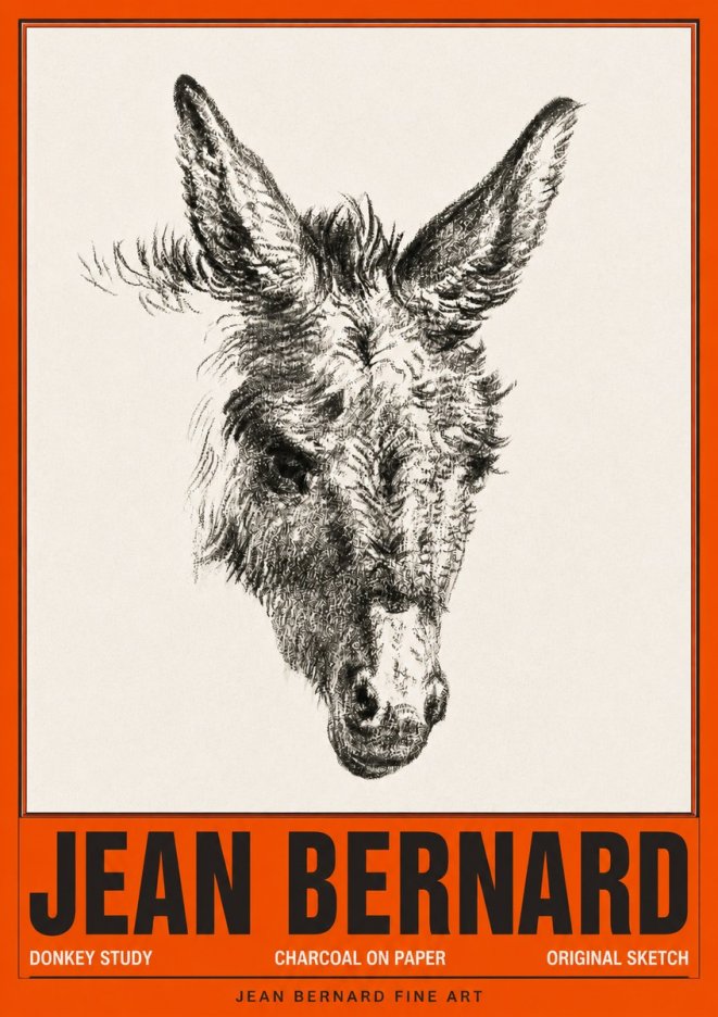 Jean Bernard Donkey Study IV No4 - Póster