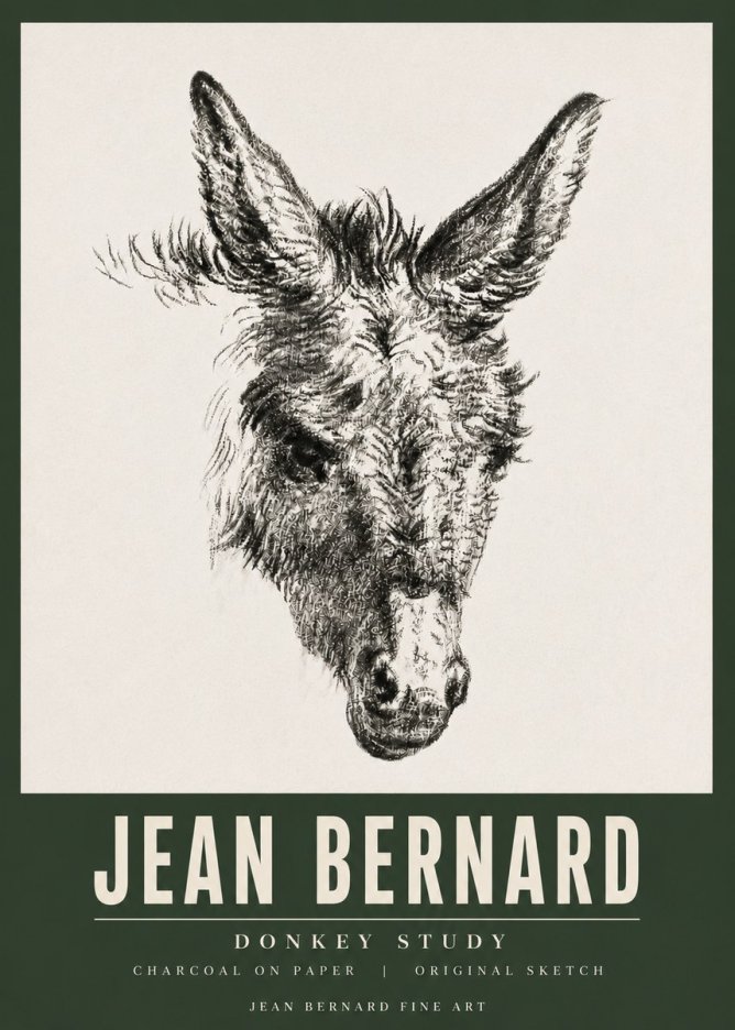 Jean Bernard Donkey Study IV No5 - Póster