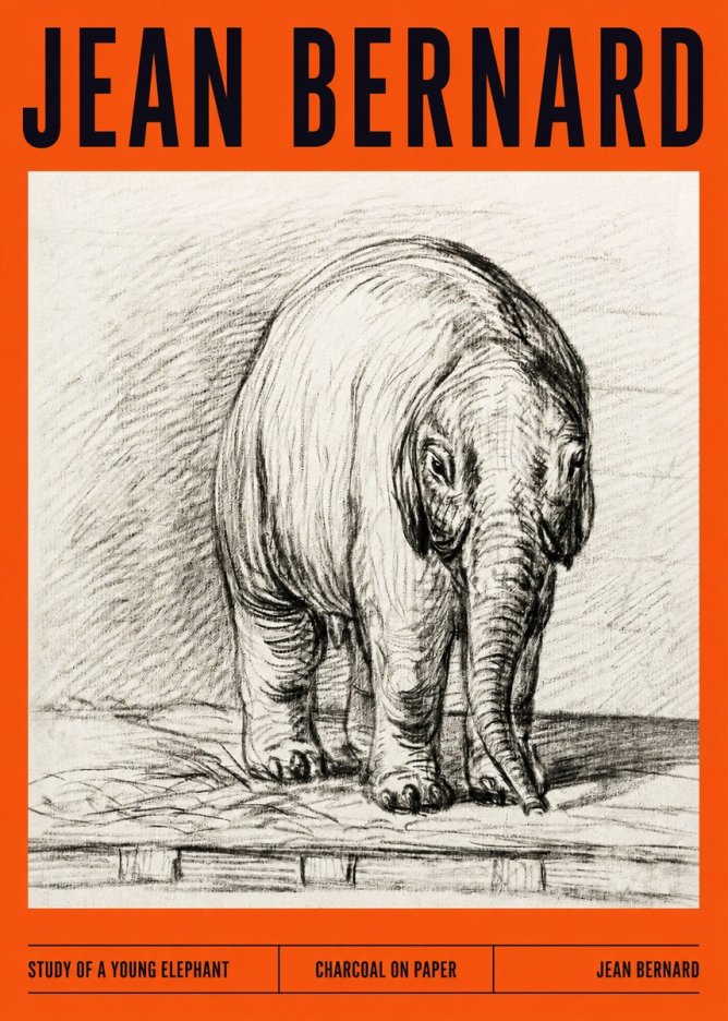 Jean Bernard Young Elephant No4 - Póster
