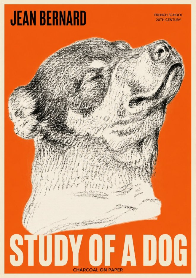 Jean Bernard Study of a Dog III No2 - Póster