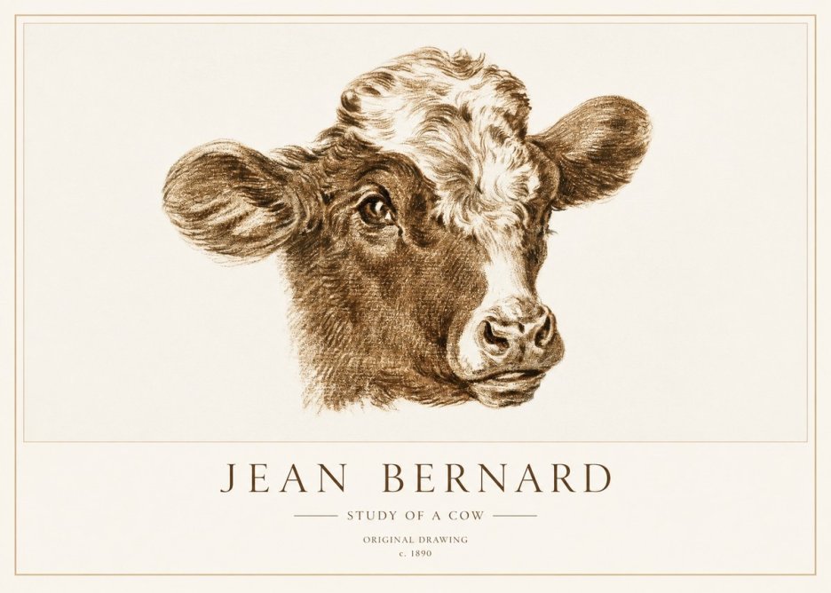 Jean Bernard Study of a Cow VIII No3 - Póster