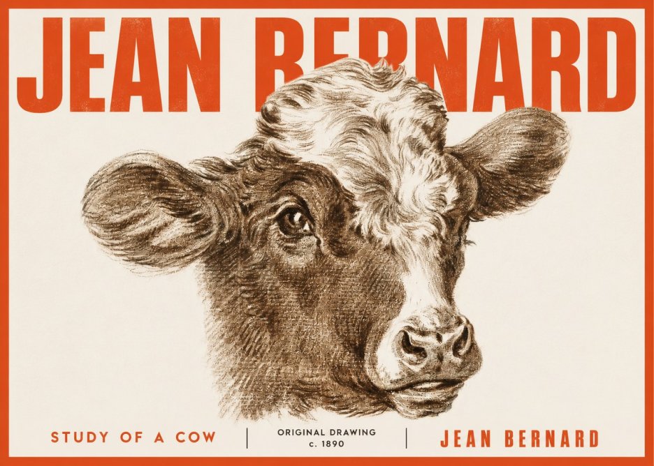 Jean Bernard Study of a Cow VIII No4 - Póster