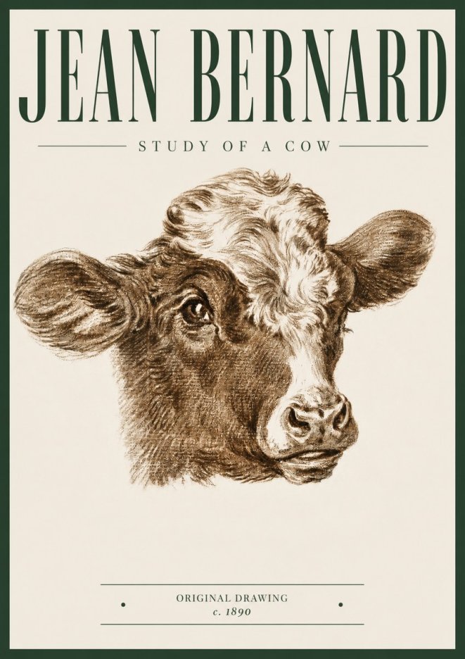 Jean Bernard Study of a Cow VIII No5 - Póster