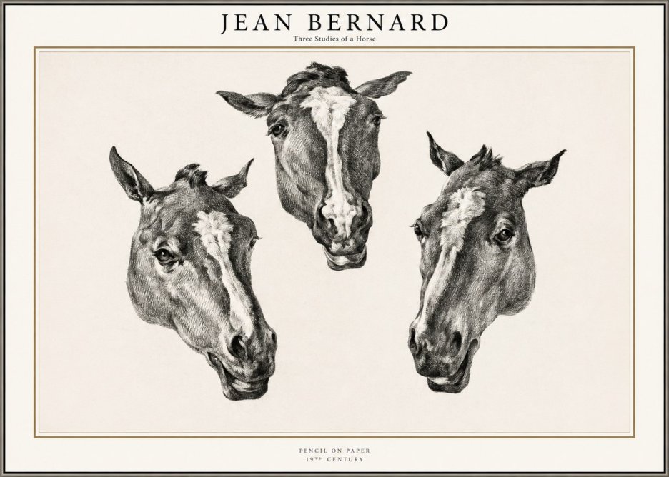 Jean Bernard Three Studies of a Horse No1 - Póster