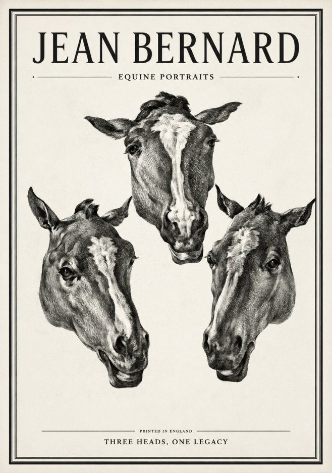 Jean Bernard Three Studies of a Horse No2 - Póster