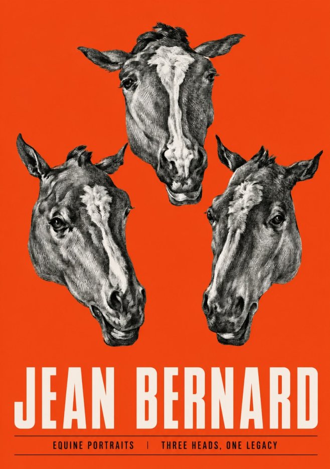 Jean Bernard Three Studies of a Horse No3 - Póster