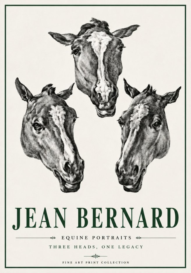 Jean Bernard Three Studies of a Horse No6 - Póster