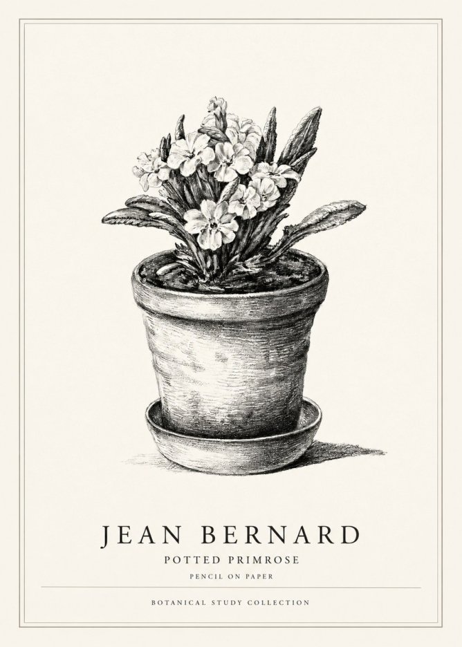 Jean Bernard Potted Primrose No1 - Póster