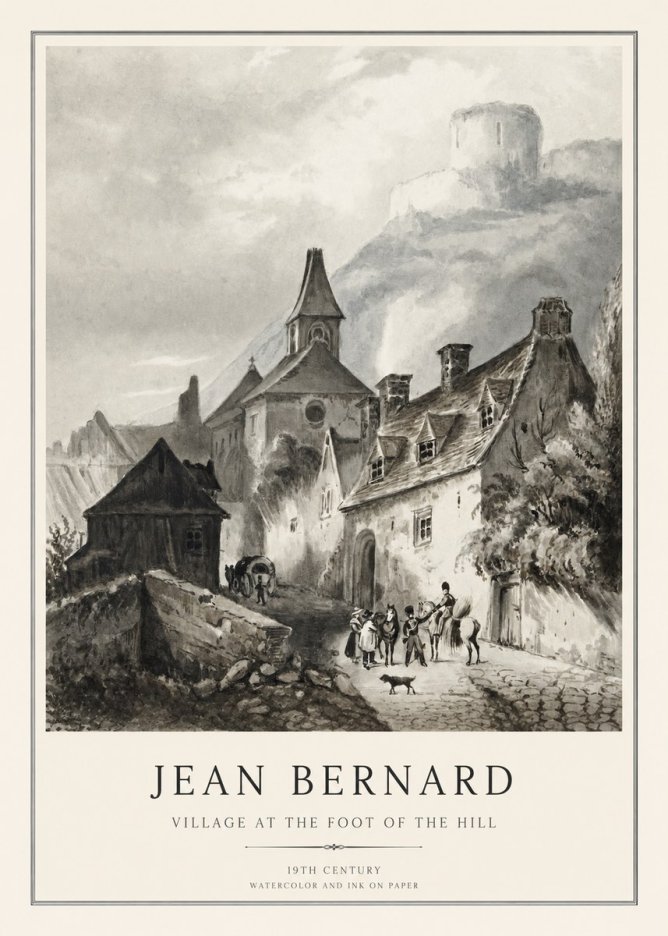 Jean Bernard Village at the Foot of the Hill No1 - Póster