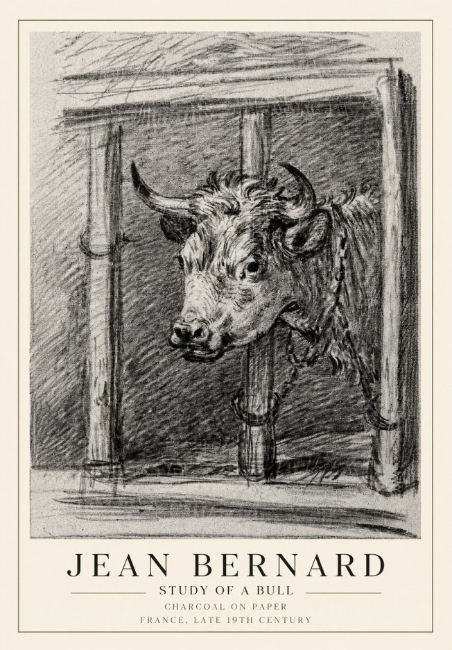 Jean Bernard Study of a Bull II No1 - Póster