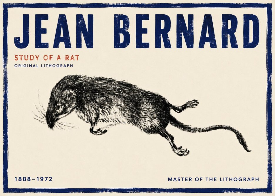 Jean Bernard Study of a Rat II No4 - Póster