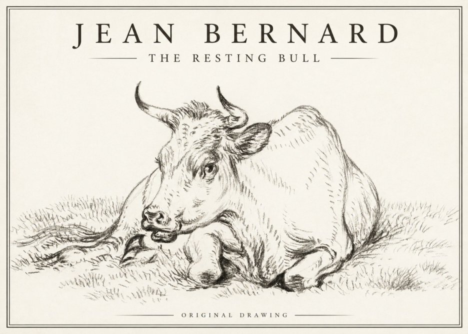 Jean Bernard Study of a Cow, Resting No3 - Póster