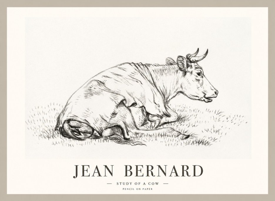 Jean Bernard Resting Cow III No2 - Póster
