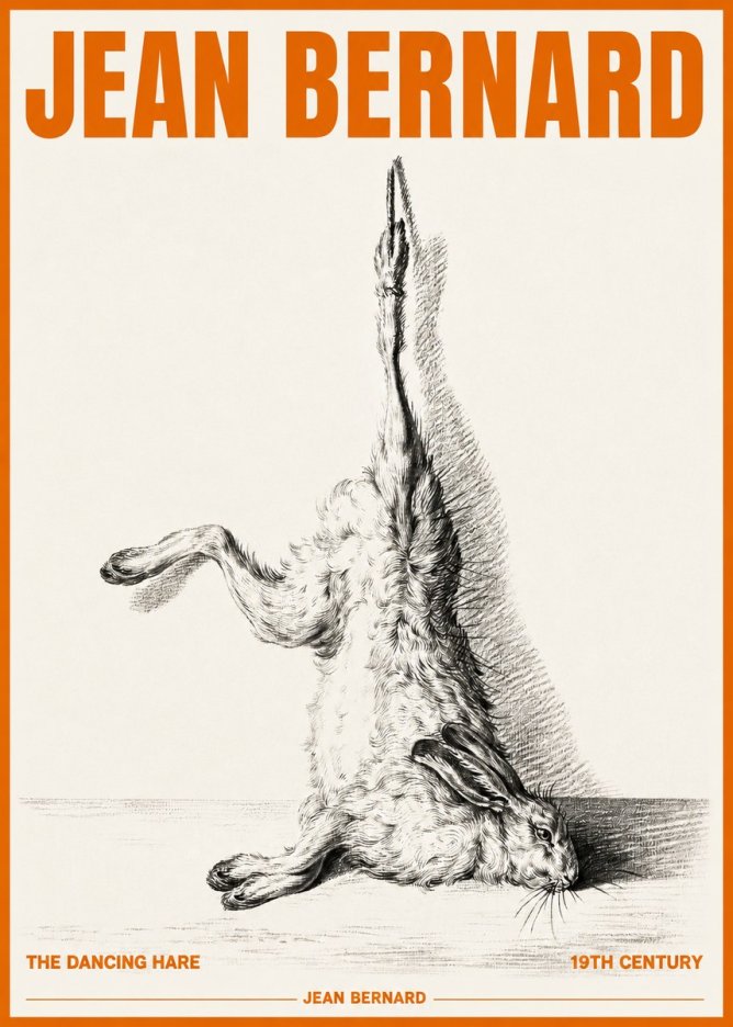 Jean Bernard The Dancing Hare No3 - Póster
