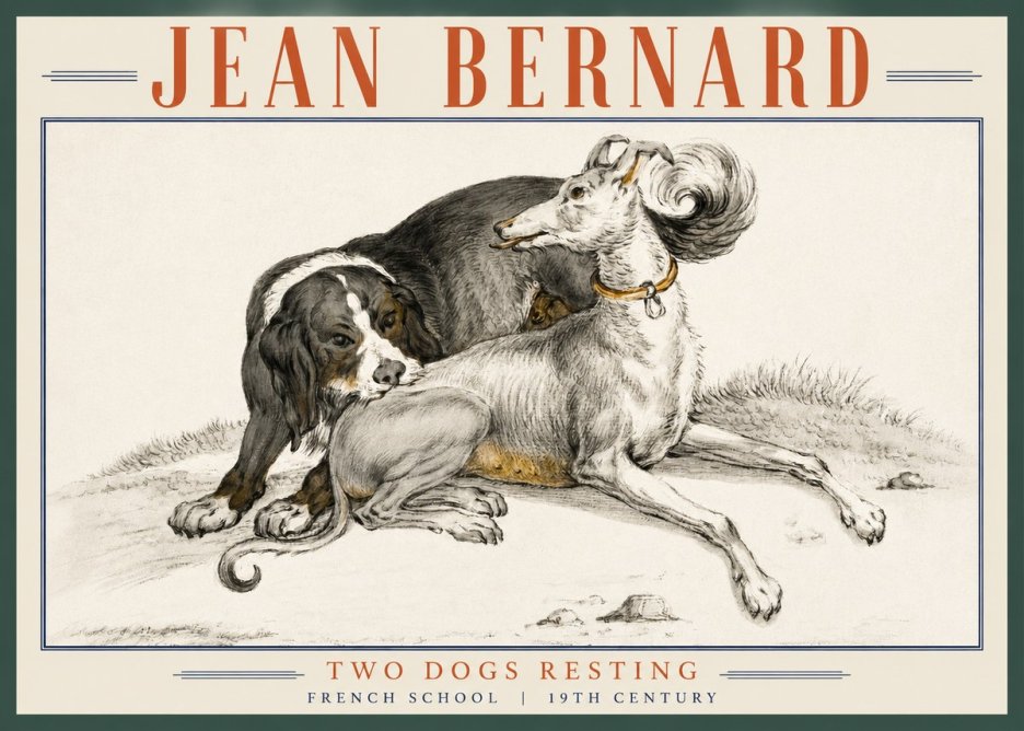 Jean Bernard Two Dogs Resting No3 - Póster