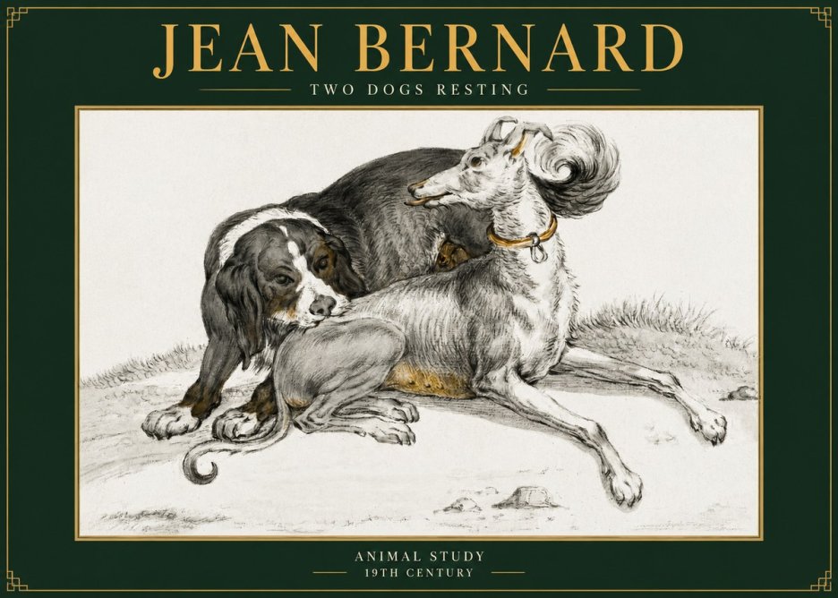 Jean Bernard Two Dogs Resting No5 - Póster