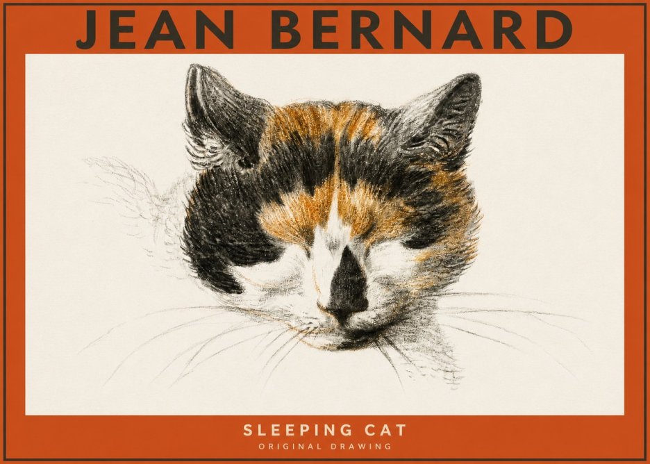 Jean Bernard Cat Study VIII No5 - Póster
