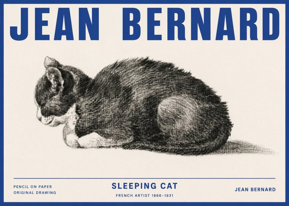 Jean Bernard Sleeping Cat VII No4 - Póster