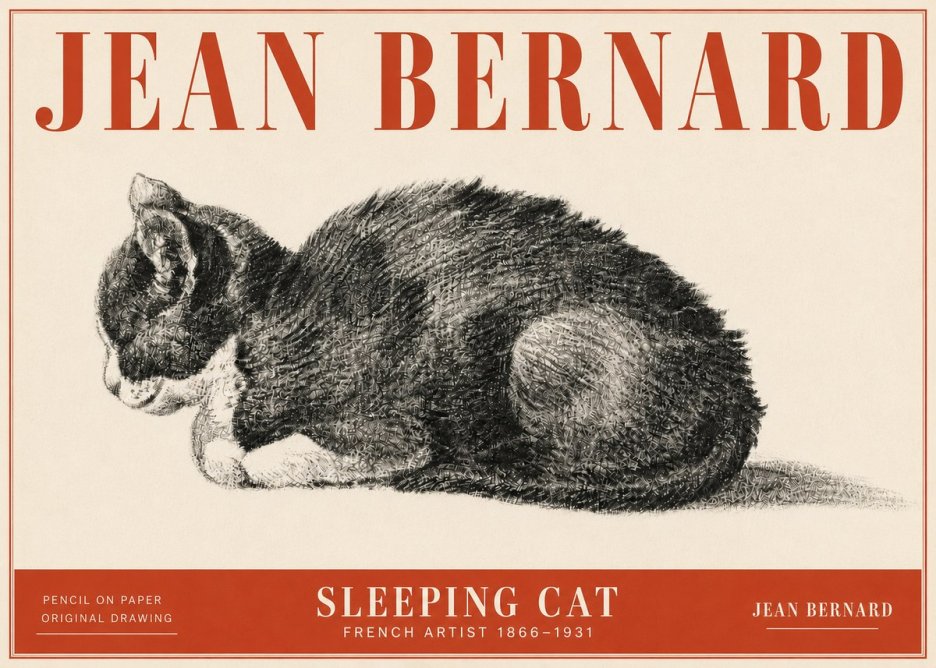 Jean Bernard Sleeping Cat VII No5 - Póster