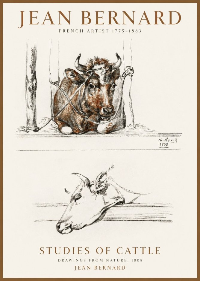 Jean Bernard Studies of Cattle III No1 - Póster