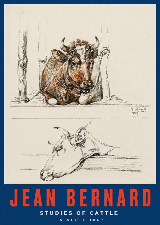 Jean Bernard Studies of Cattle III No3 - Póster