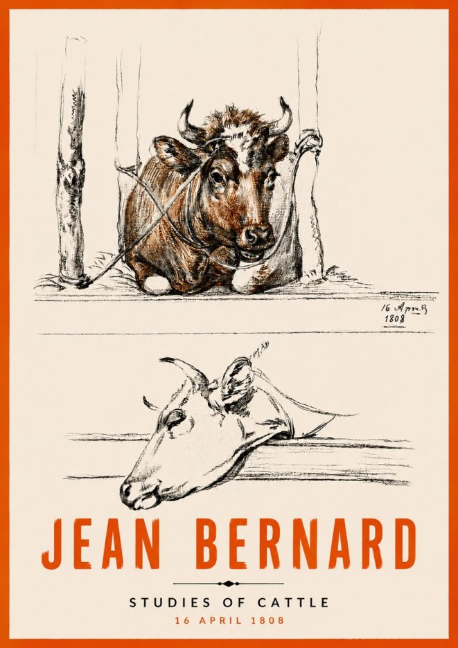 Jean Bernard Studies of Cattle III No5 - Póster