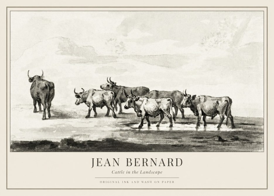 Jean Bernard Cattle in the Landscape No1 - Póster