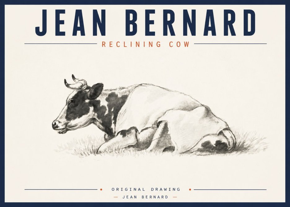 Jean Bernard Reclining Cow II No3 - Póster